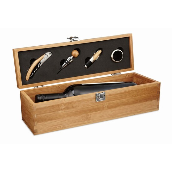 Wein-Set in Bambus-Box