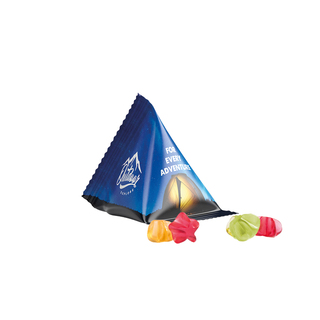 Fruchtgummi Tetraeder, Folie weiß, Trolli Fruchtgummi Sterne