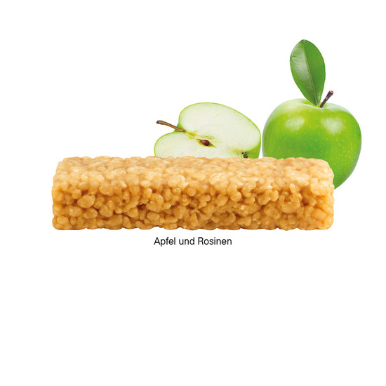 Müsliriegel Multikorn Apfel, recycelfähigem Papier weiß