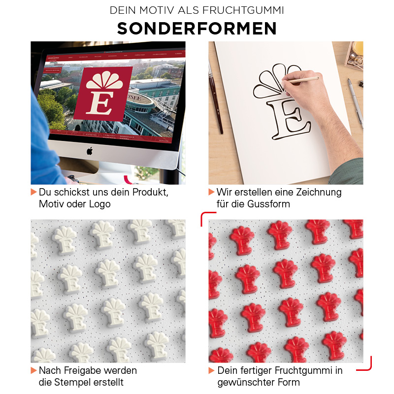 Minitüte Sonderform, 15 g, Folie kompostierbar weiß, Trolli Fruchtgummi