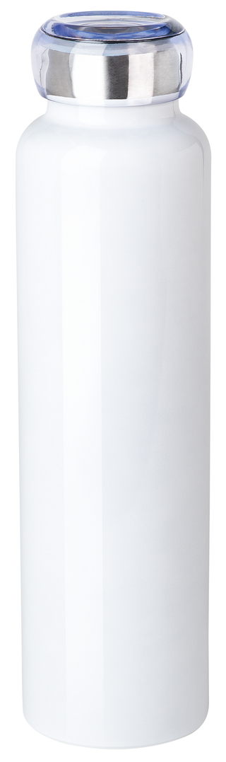 Weiße Edelstahl-Thermosflasche 0,75 l mit doppelwandiger Vakuum-Isolierung glänzend lackiert