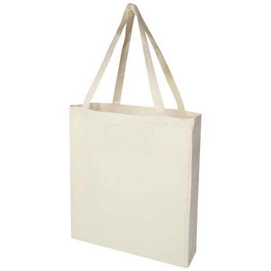 Madras 140 g/m² Baumwoll Tragetasche mit Seitenfalten aus GRS recycelter Baumwolle