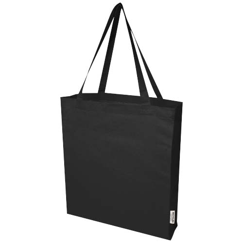 Madras 140 g/m² Baumwoll Tragetasche mit Seitenfalten aus GRS recycelter Baumwolle