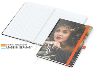 Notizbuch Match-Book White Bestseller A4 Cover-Star matt-individuell, orange