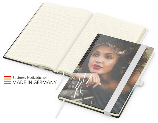 Match-Book Creme Bestseller A5 Cover-Star gloss-individuell, weiß