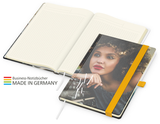 Notizbuch Match-Book Creme Bestseller A5 Cover-Star gloss-individuell, gelb