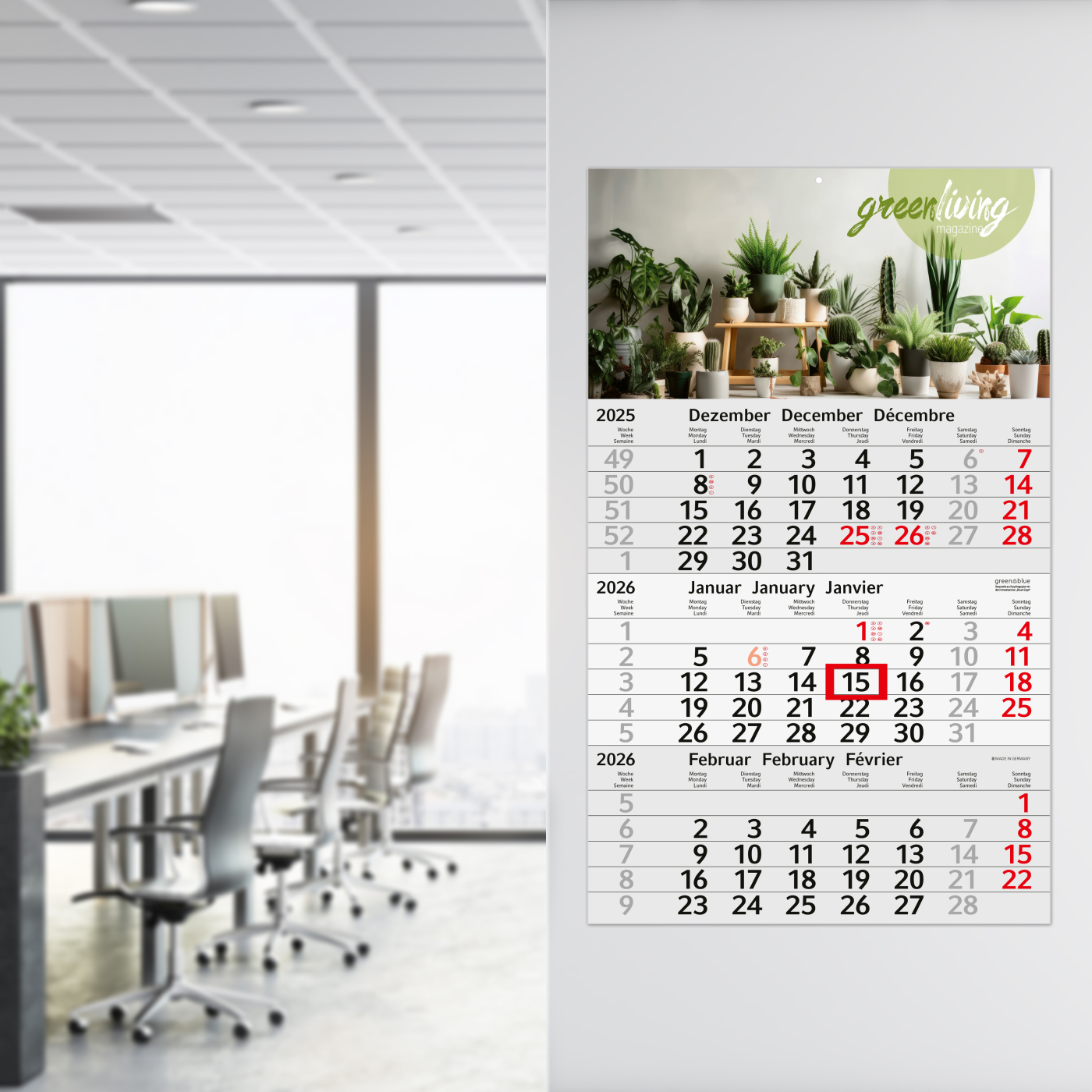 3-Monatskalender Budget 3 Recycling (Einblatt)