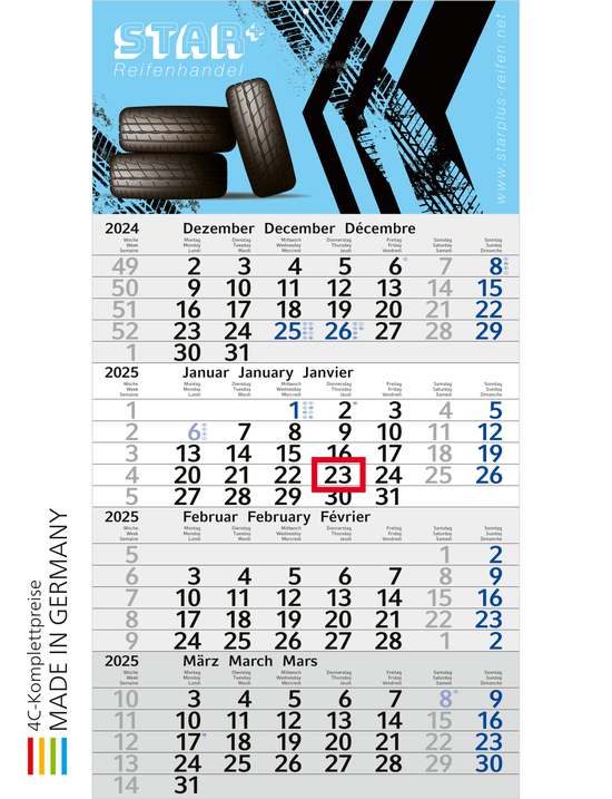 4-Monatskalender Budget 4 Bestseller, blau (Einblatt)