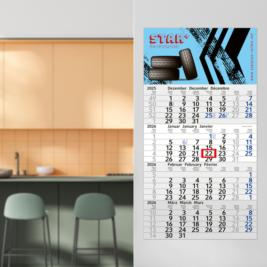4-Monatskalender Budget 4 Bestseller, blau (Einblatt)