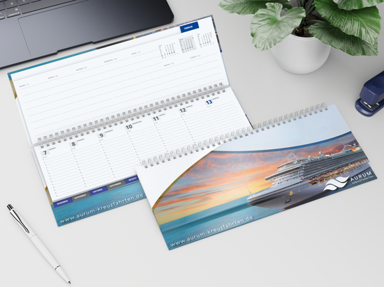 Tisch-Querkalender Master Register Cover-Star Bestseller, gloss-individuell