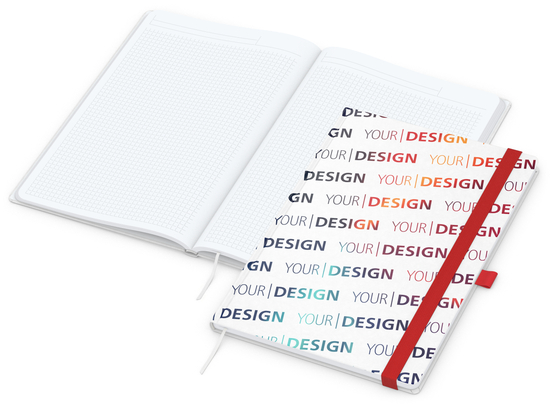 Notizbuch Match-Book White Bestseller, A4, Natura, individuell, rot