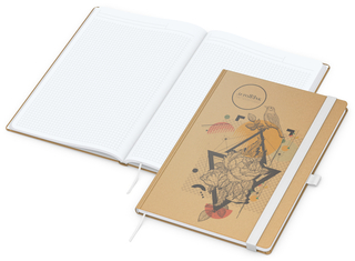 Notizbuch Match-Book White Bestseller, A4, Natura, braun-individuell, weiß