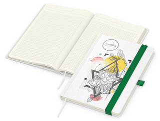 Notizbuch Match-Book Creme Bestseller, A5, Natura, individuell, grün