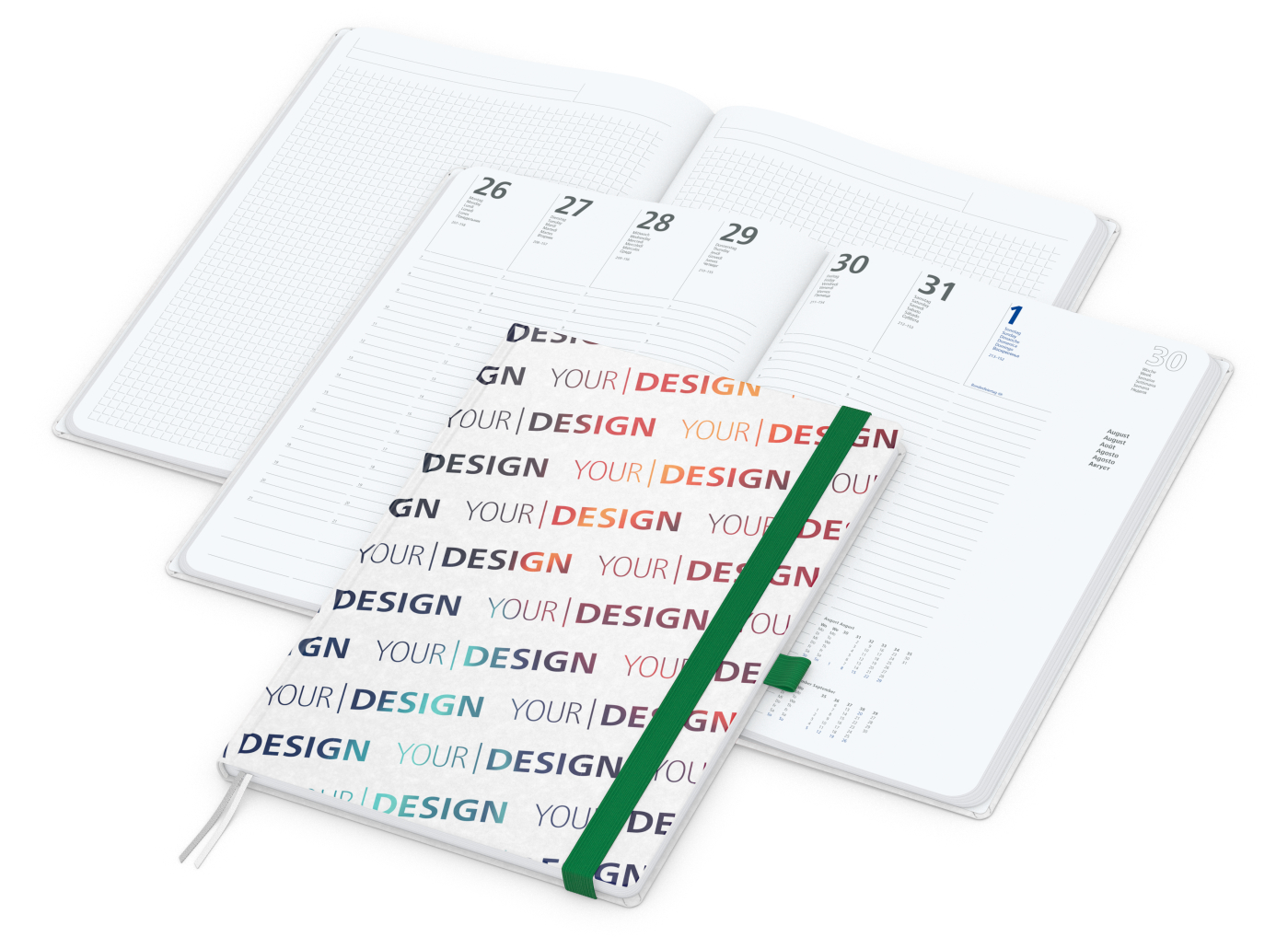 Wochenplaner Match-Hybrid White Bestseller, A4, Natura individuell, grün
