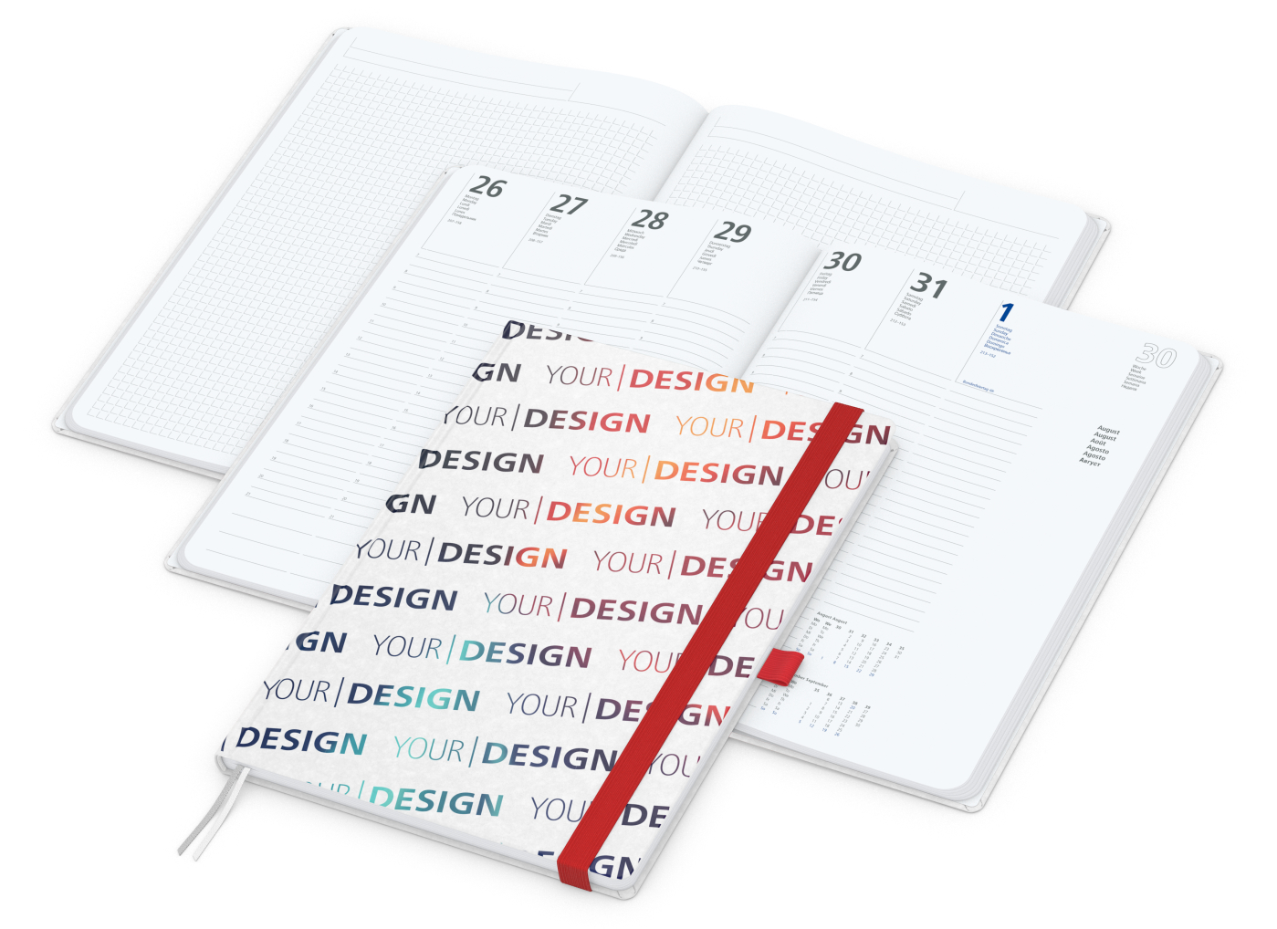 Wochenplaner Match-Hybrid White Bestseller, A4, Natura individuell, rot