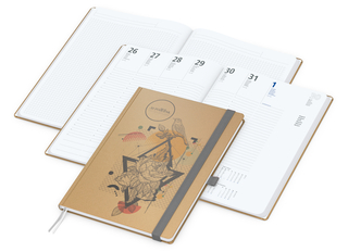 Wochenplaner Match-Hybrid White Bestseller, A4, Natura braun-individuell, silbergrau