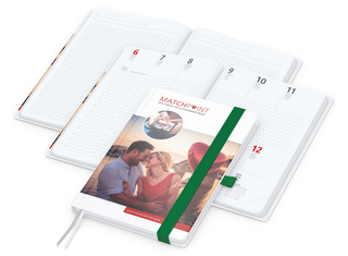 Wochenplaner Match-Hybrid White Bestseller, A5, Cover-Star matt-individuell, grün