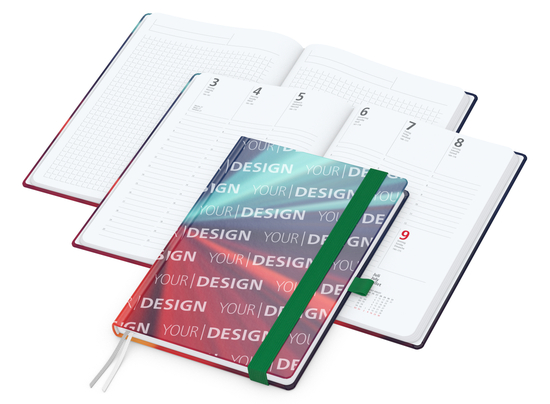 Wochenplaner Match-Hybrid White Bestseller, A5, Cover-Star matt-individuell, grün