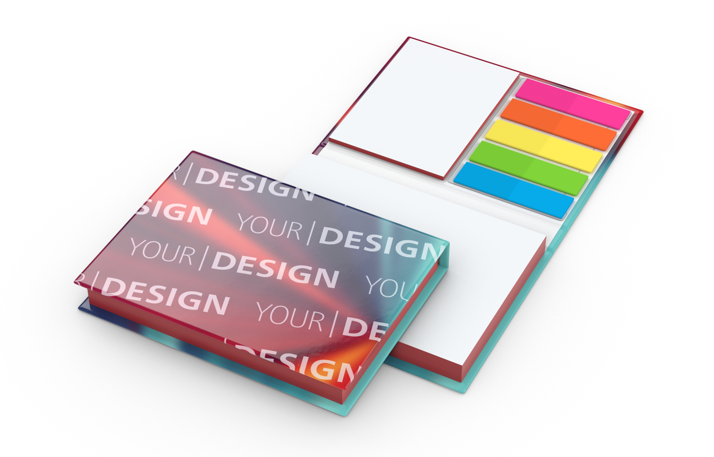 Haftnotiz-Set Prag Bookcover White Bestseller, gloss-individuell, Farbschnitt rot