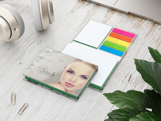 Haftnotiz-Set Prag Bookcover White Bestseller, matt-individuell, Farbschnitt grün