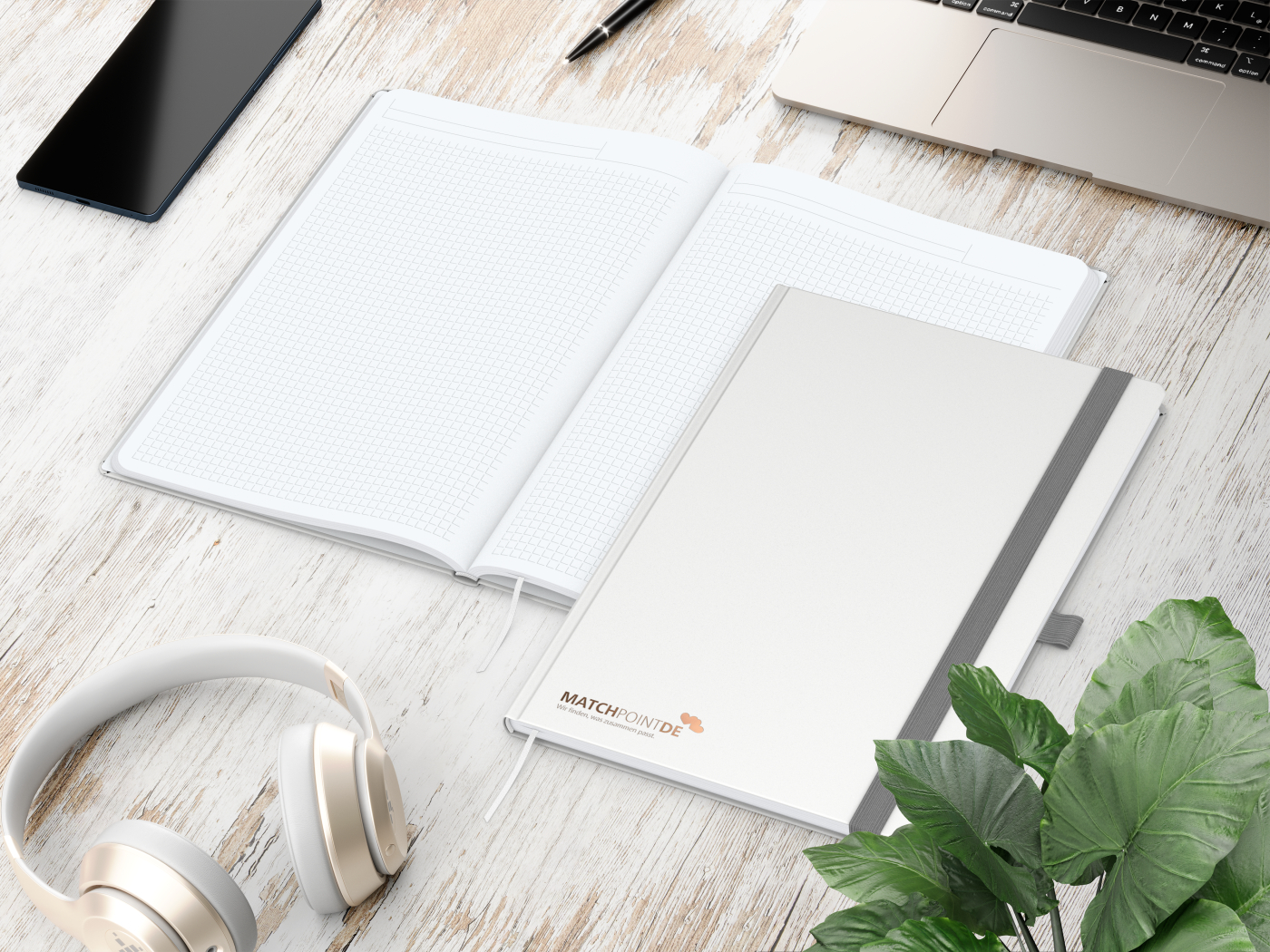 Notizbuch Vision-Book White Bestseller, A4, weiß inkl. Kupferprägung