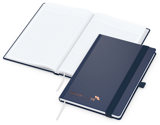Notizbuch Vision-Book White Bestseller, A5, dunkelblau inkl. Kupferprägung