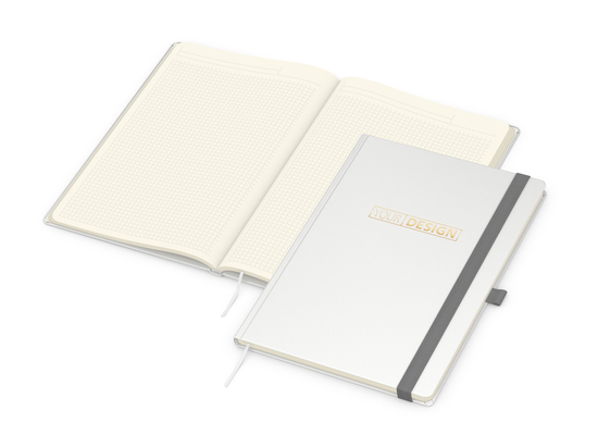 Notizbuch Vision-Book Creme Bestseller, A4, weiß inkl. Goldprägung