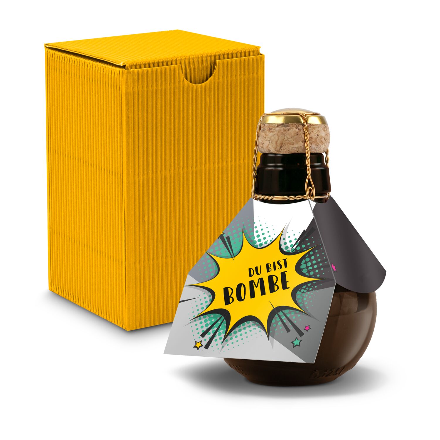 Origineller Sekt Du bist Bombe- Karton Gelb, 125 ml 2K1358v1