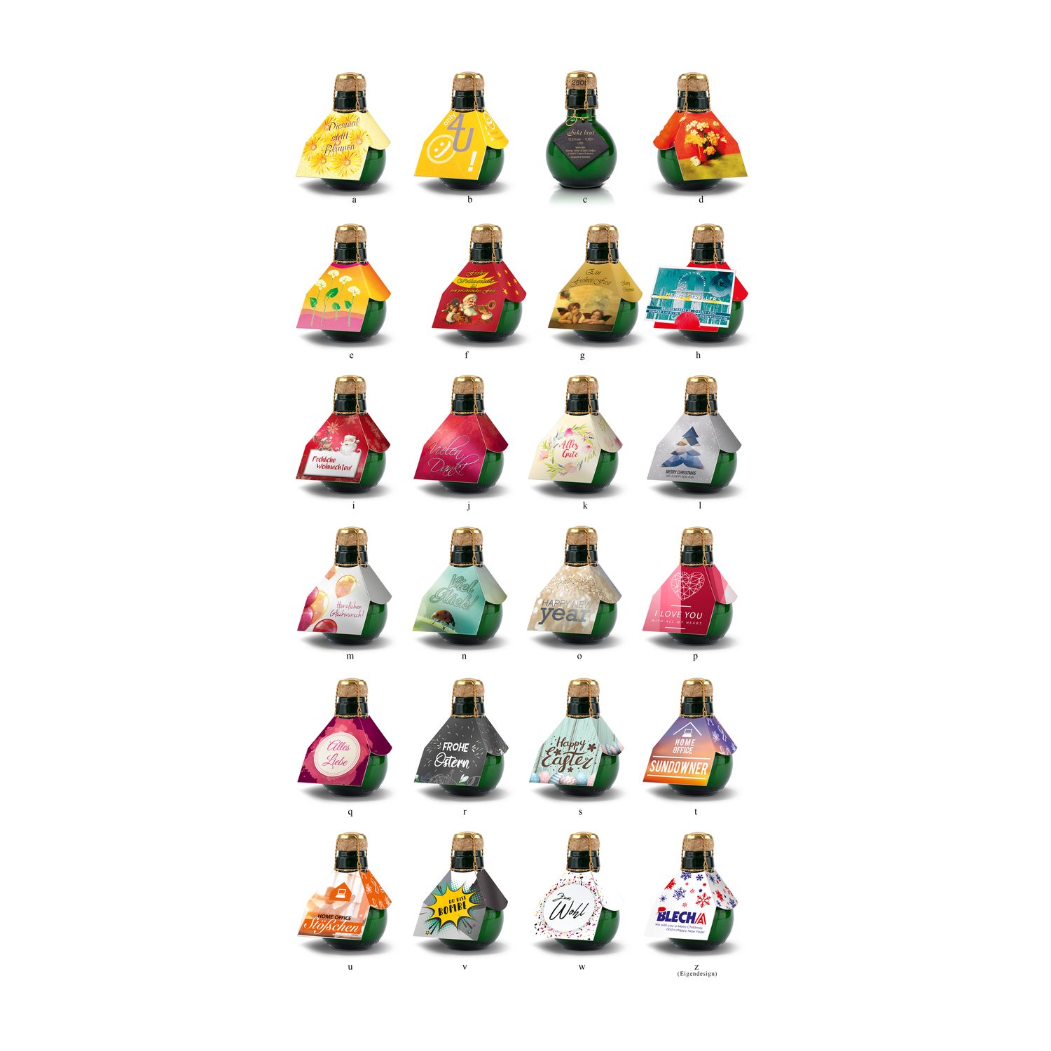 Kleinste Sektflasche der Welt Anhänger in schwarz, 125 ml 2K1540c