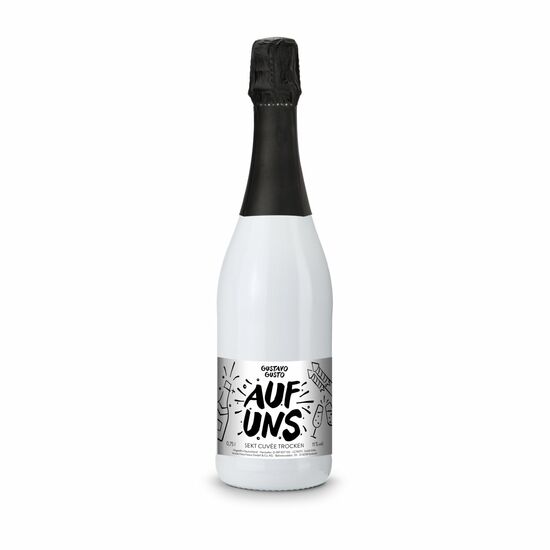 Sekt Cuvée - Flasche weiß-lackiert - Kapsel schwarz, 0,75 l 2K1911d