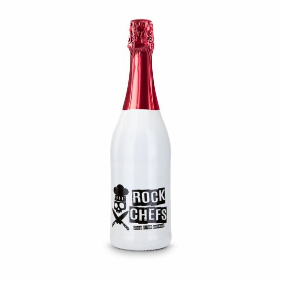Sekt Cuvée - Flasche weiß-lackiert - Kapsel rot, 0,75 l 2K1911e
