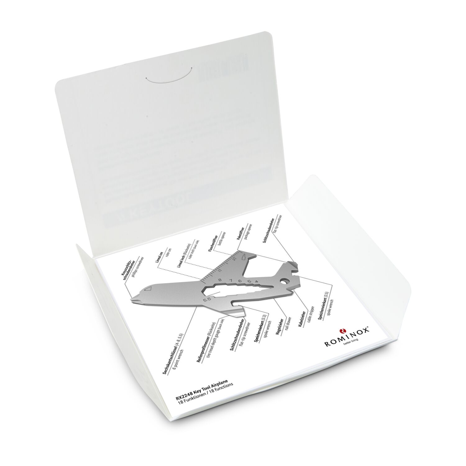 ROMINOX® Key Tool Airplane (18 Funktionen) Danke 2K2103g