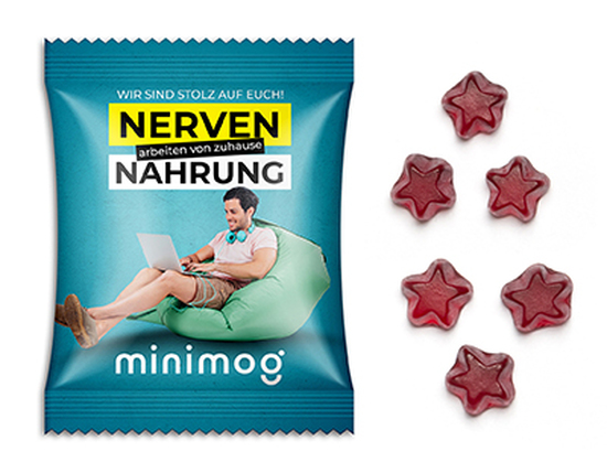 Fruchtgummi Standardformen 15 g Stern weiße kompostierbare Folie