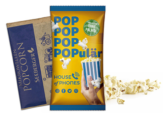 Mikrowellen-Popcorn im Werbetütchen 90 g salziges Popcorn