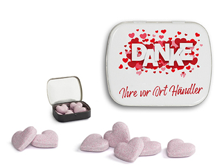 Brauseherzen in Mini Nostalgiedose 16 g  weiß