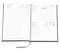 Buchkalender "Trend Chefkalender INT" im Format 14,5 x 20,5 cm, Kalendarium 4-sprachig D/F/I/GB Grau/Blau mit Leseband, 352 Seiten Fadenheftung, Eckenperforation, Einband Slinky mittelblau