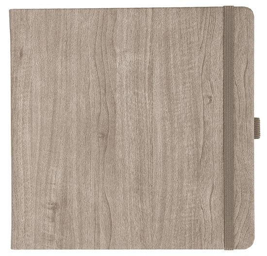 Notizbuch Style Square im Format 17,5x17,5cm, Inhalt kariert, Einband Woody in der Farbe Sludge