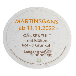 Samenpapier Bierdeckel - rund, Druck 4/4-C