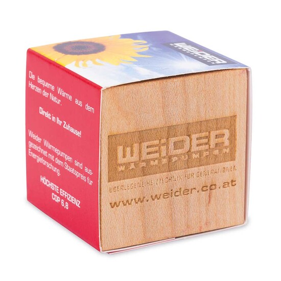 Pflanz-Holz mit Samen (Graspapier-Banderole) - Gartenkresse, 1 Seite gelasert