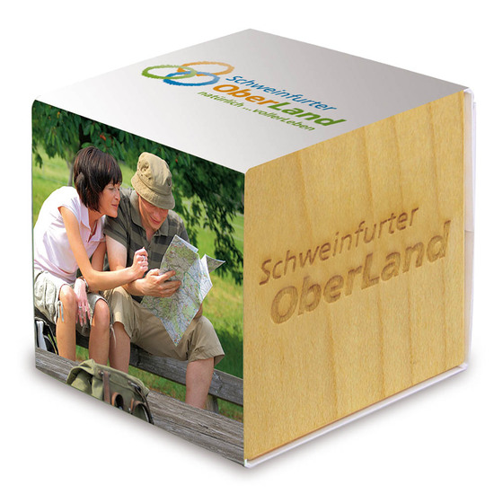 Pflanz-Holz mit Samen - Gartenkresse, 1 Seite gelasert