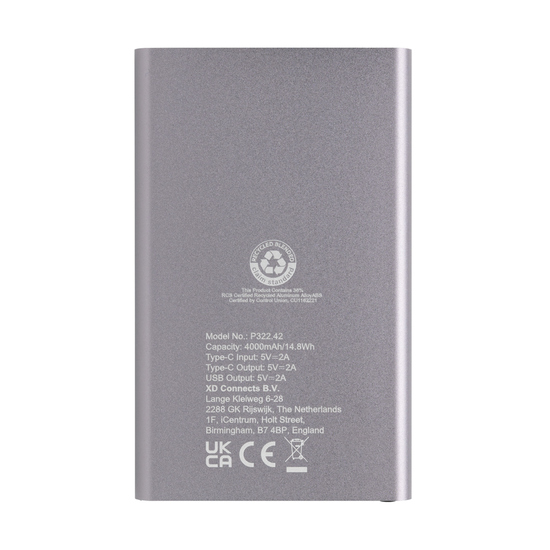 4.000mAh Type-C Powerbank aus RCS recyeltem ABS & Aluminium
