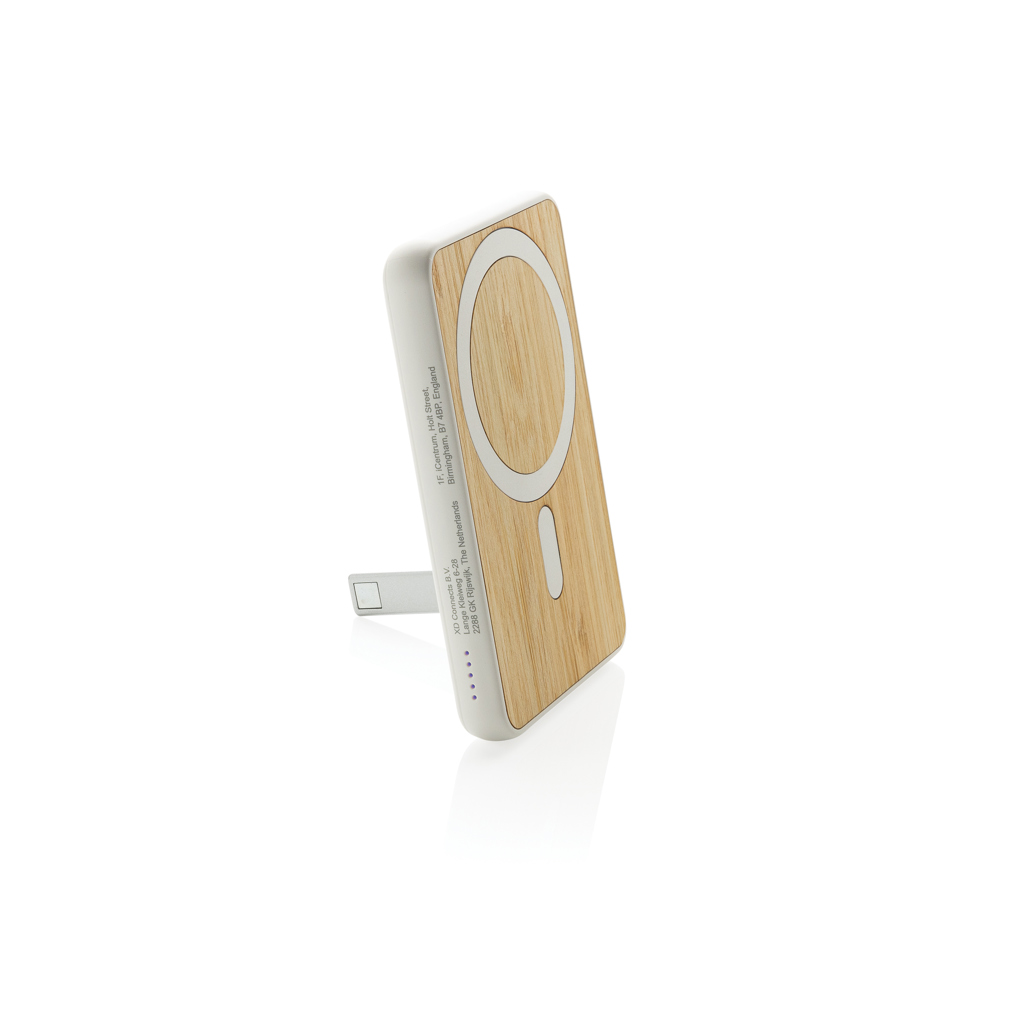 Zen 5000mAh 5W magnetische Bambus-Powerbank aus RCS rPlastik