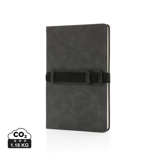 Deluxe Hardcover PU Notizbuch mit Handy- und Stiftehalter