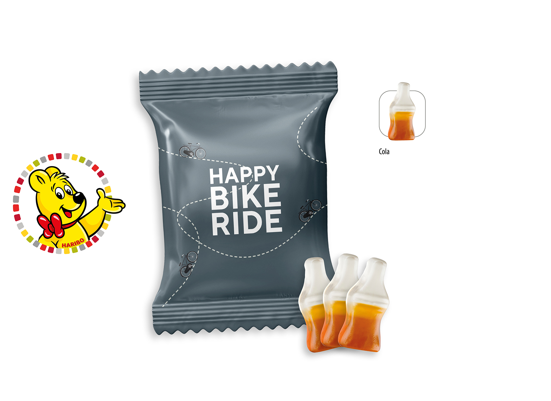 HARIBO Happy Cola Werbetüte, Inhalt: HARIBO Happy Cola ca. 12 g