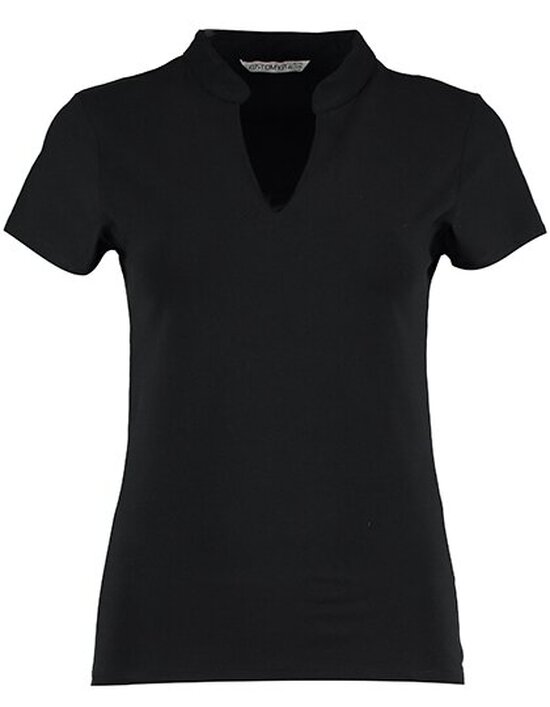 Regular Fit Corporate Top V Neck Mandarin Collar