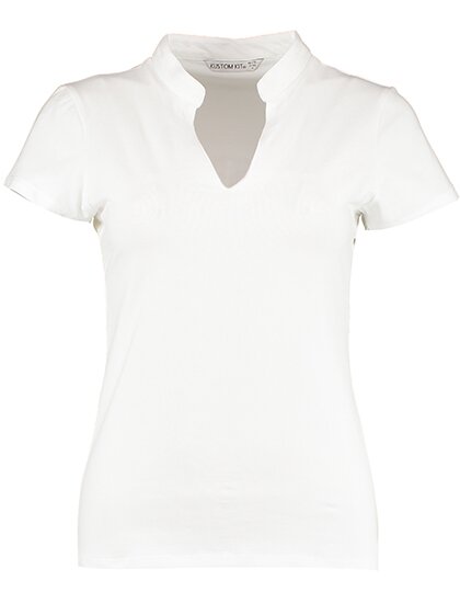 Regular Fit Corporate Top V Neck Mandarin Collar