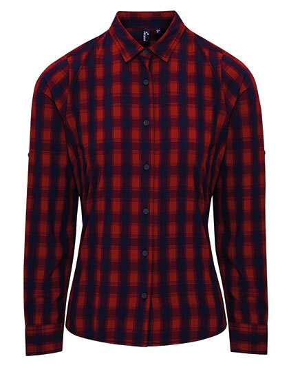 Ladies` Mulligan Check Cotton Long Sleeve Shirt