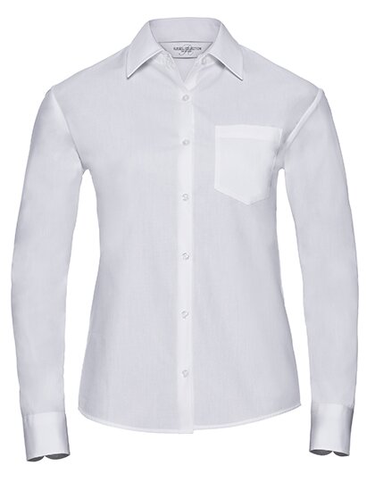 Ladies` Long Sleeve Classic Pure Cotton Poplin Shirt
