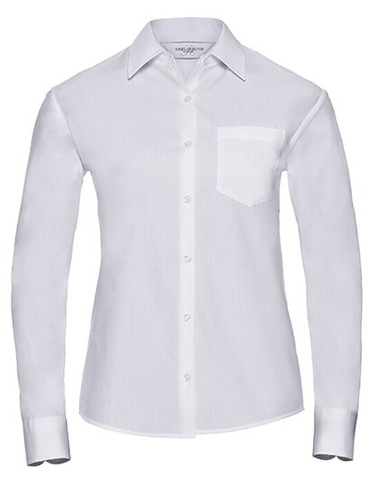 Ladies` Long Sleeve Classic Pure Cotton Poplin Shirt